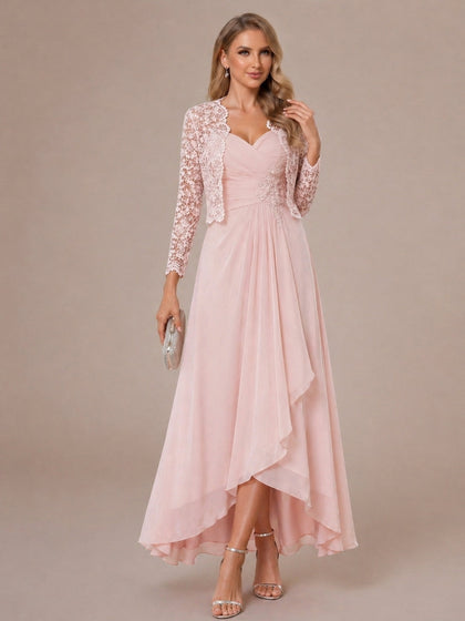 Ligne A/Princesse Chérie Sans Manches Asymétrique Robes Mère de la Mariée avec Appliques & Veste