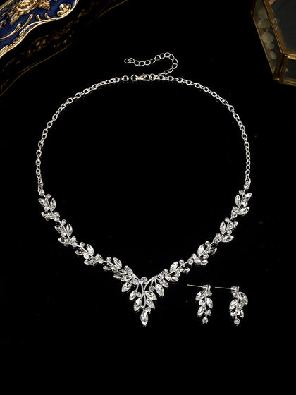 Ensemble Collier et Boucles D'Oreilles en Alliage de Verre pour Femmes