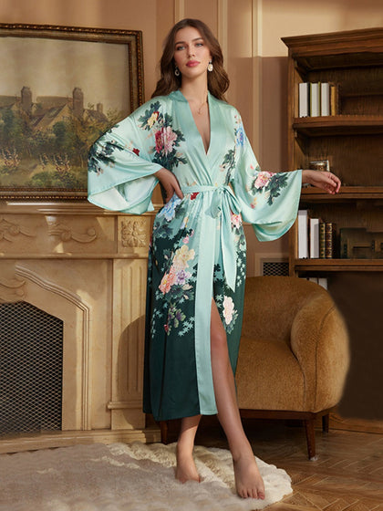 Robes Longues Élégantes pour Femmes avec Motifs Floraux Colorés Peints à la Main