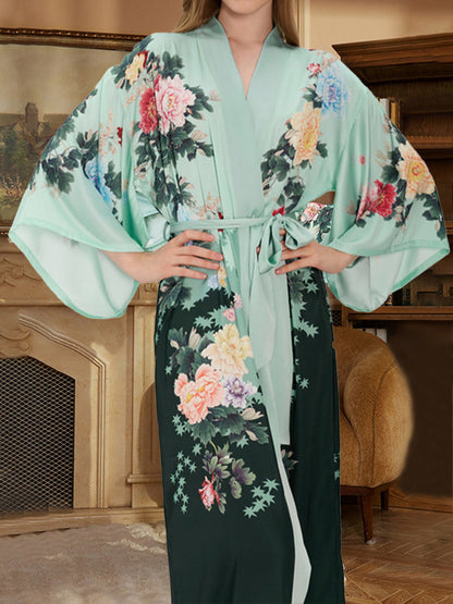Robes Longues Élégantes pour Femmes avec Motifs Floraux Colorés Peints à la Main