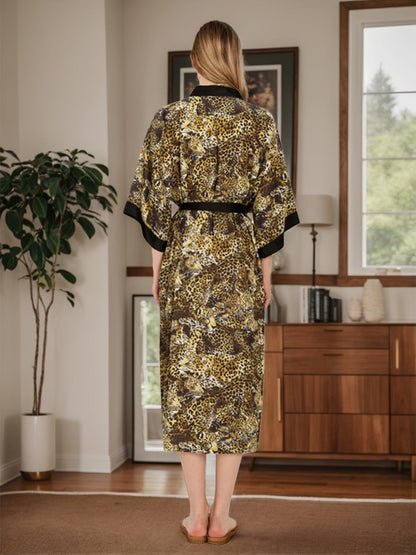 Robes Longues pour Femmes Imprimées Léopard Sauvage Peintes à la Main