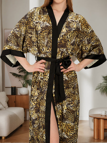 Robes Longues pour Femmes Imprimées Léopard Sauvage Peintes à la Main