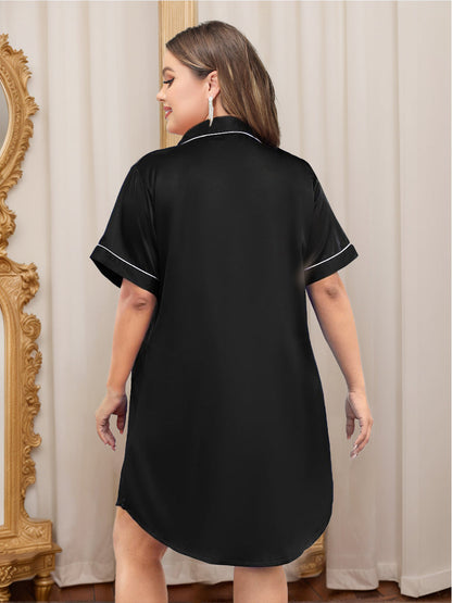 Robe Mini Confortable à Manches Courtes Noire pour Femmes