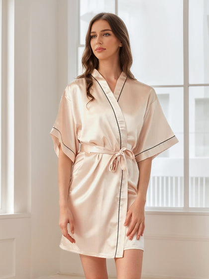 Robes Courtes/Mini à Demi-Manches pour Femmes de Couleur Unie