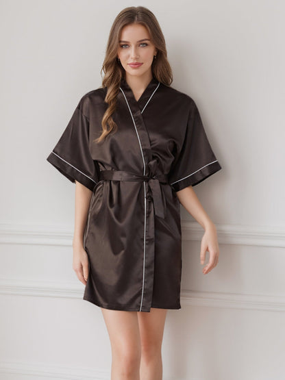 Robes Courtes/Mini à Demi-Manches pour Femmes de Couleur Unie