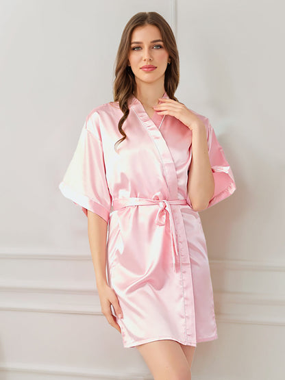 Robes Courtes/Mini à Demi-Manches pour Femmes de Couleur Unie