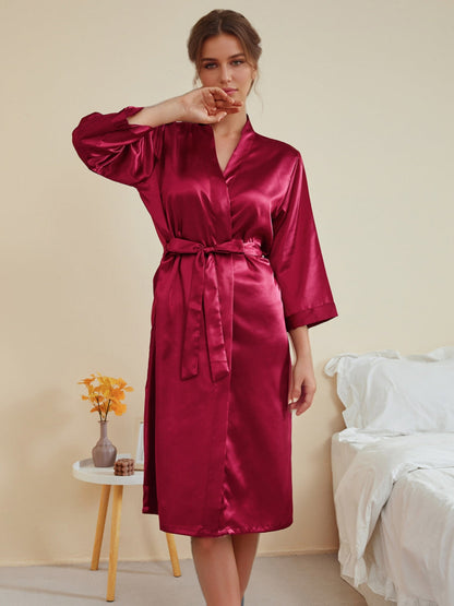 Robes Décontractées pour Femmes à Manches 3/4, Longueur Genou, Couleur Unie