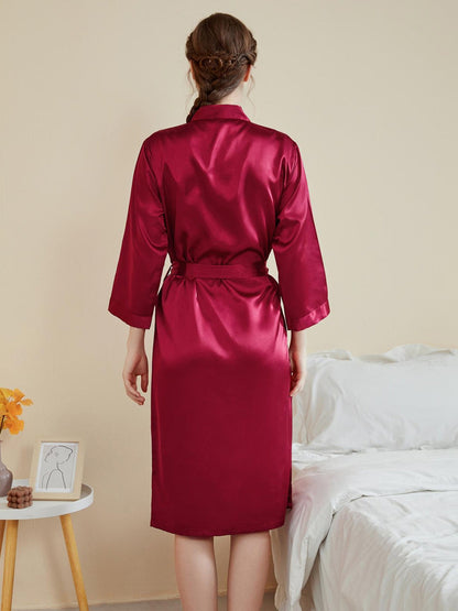 Robes Décontractées pour Femmes à Manches 3/4, Longueur Genou, Couleur Unie