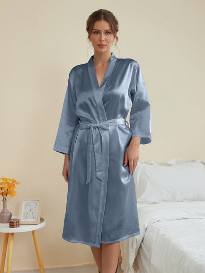 Robes Décontractées pour Femmes à Manches 3/4, Longueur Genou, Couleur Unie