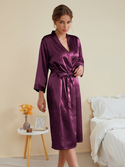 Robes Décontractées pour Femmes à Manches 3/4, Longueur Genou, Couleur Unie