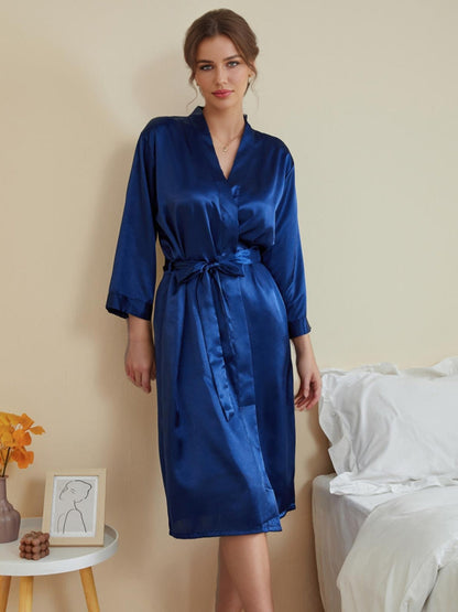 Robes Décontractées pour Femmes à Manches 3/4, Longueur Genou, Couleur Unie
