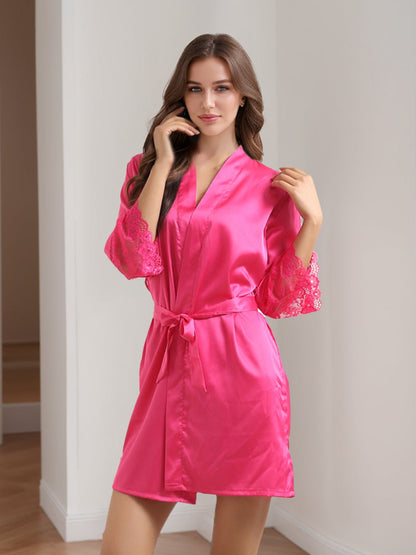 Robes Élégantes en Dentelle de Couleur Unie à Manches Longues pour Femmes, Courtes/Mini