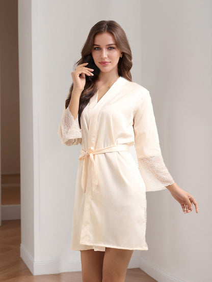 Robes Élégantes en Dentelle de Couleur Unie à Manches Longues pour Femmes, Courtes/Mini