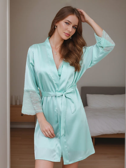 Robes Élégantes en Dentelle de Couleur Unie à Manches Longues pour Femmes, Courtes/Mini