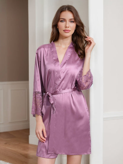 Robes Élégantes en Dentelle de Couleur Unie à Manches Longues pour Femmes, Courtes/Mini