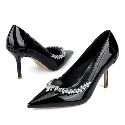 Chaussures de Soirée à Talons Aiguilles et Bout Fermé en Dentelle Pour Femmes