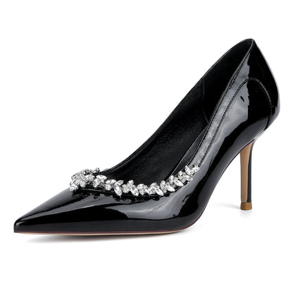Chaussures de Soirée à Talons Aiguilles et Bout Fermé en Dentelle Pour Femmes