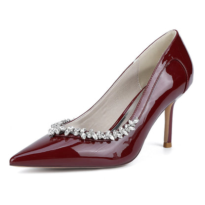 Chaussures de Soirée à Talons Aiguilles et Bout Fermé en Dentelle Pour Femmes