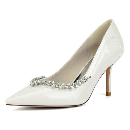 Chaussures de Soirée à Talons Aiguilles et Bout Fermé en Dentelle Pour Femmes