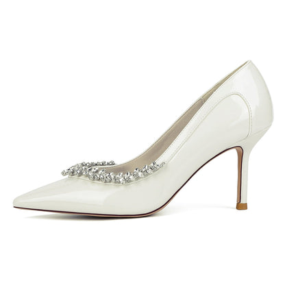 Chaussures de Soirée à Talons Aiguilles et Bout Fermé en Dentelle Pour Femmes
