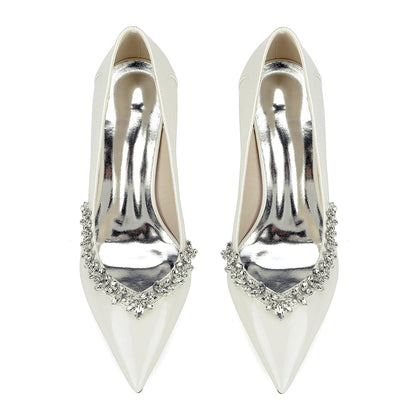 Chaussures de Soirée à Talons Aiguilles et Bout Fermé en Dentelle Pour Femmes