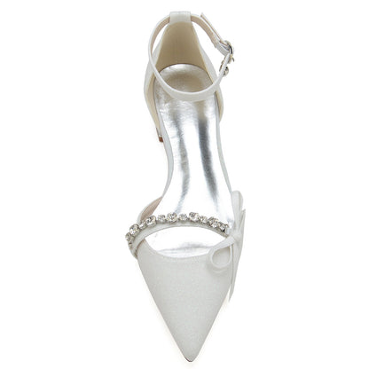 Chaussures de Soirée à Talon Plat et Bout Fermé En Strass et Strass avec Bride à la Cheville et Paillettes Extensibles pour Femmes