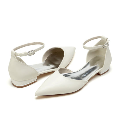 Chaussures de Soirée à Talon Plat et Bout Fermé En Pu pour Femmes avec Bride à la Cheville
