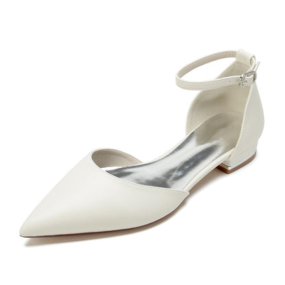 Chaussures de Soirée à Talon Plat et Bout Fermé En Pu pour Femmes avec Bride à la Cheville