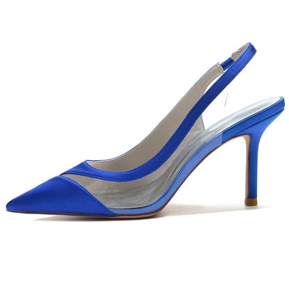 Chaussures de Mariage à Bout Fermé En Satin de Soie pour Femmes avec Talon Aiguille
