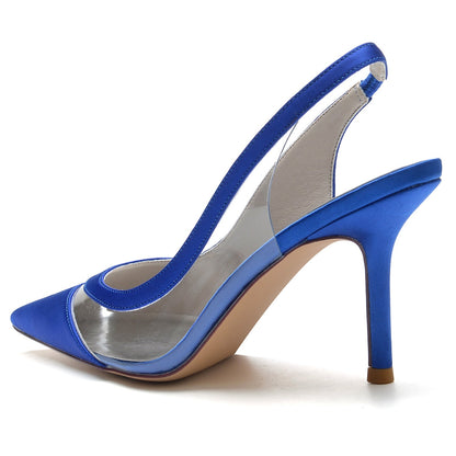 Chaussures de Mariage à Bout Fermé En Satin de Soie pour Femmes avec Talon Aiguille