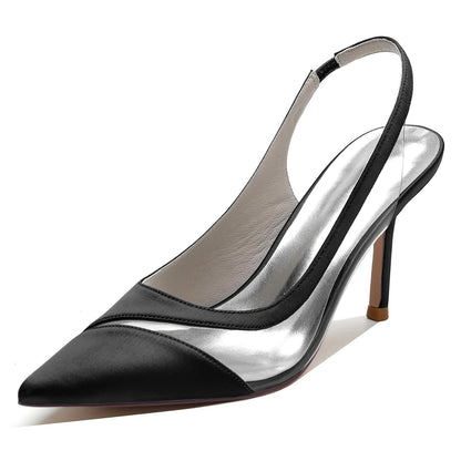 Chaussures de Mariage à Bout Fermé En Satin de Soie pour Femmes avec Talon Aiguille