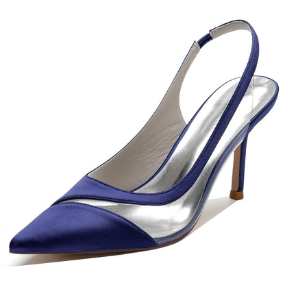 Chaussures de Mariage à Bout Fermé En Satin de Soie pour Femmes avec Talon Aiguille