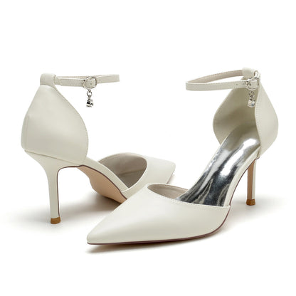 Chaussures de Soirée à Talon Aiguille et Bout Fermé En Pu pour Femmes avec Bride à la Cheville