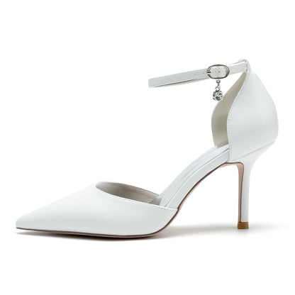 Chaussures de Soirée à Talon Aiguille et Bout Fermé En Pu pour Femmes avec Bride à la Cheville