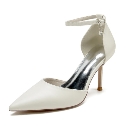 Chaussures de Soirée à Talon Aiguille et Bout Fermé En Pu pour Femmes avec Bride à la Cheville