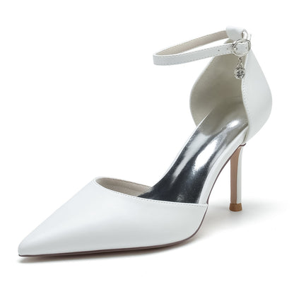 Chaussures de Soirée à Talon Aiguille et Bout Fermé En Pu pour Femmes avec Bride à la Cheville