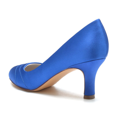 Chaussures de Soirée En Satin de Soie pour Femmes avec Bout Fermé et Talon Bobine