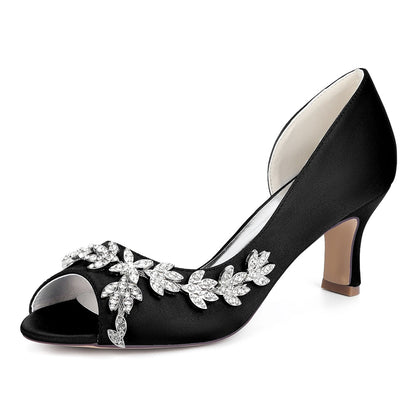 Chaussures de Soirée à Paillettes et Strass Pour Femmes avec Bride à la Cheville et Talon Bobine
