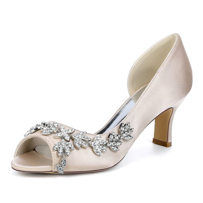 Chaussures de Soirée à Paillettes et Strass Pour Femmes avec Bride à la Cheville et Talon Bobine