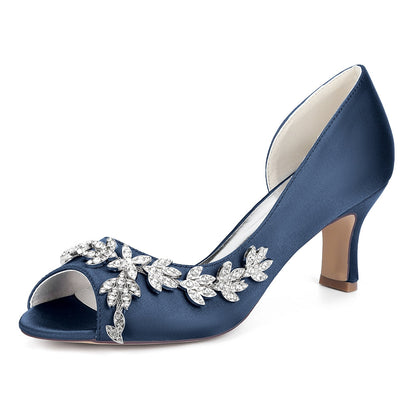 Chaussures de Soirée à Paillettes et Strass Pour Femmes avec Bride à la Cheville et Talon Bobine