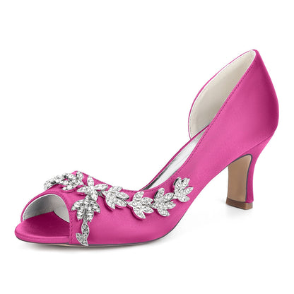 Chaussures de Soirée à Paillettes et Strass Pour Femmes avec Bride à la Cheville et Talon Bobine