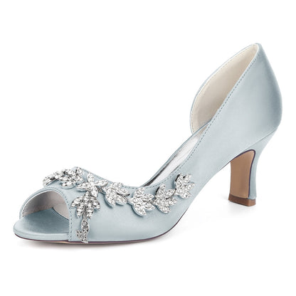 Chaussures de Soirée à Paillettes et Strass Pour Femmes avec Bride à la Cheville et Talon Bobine