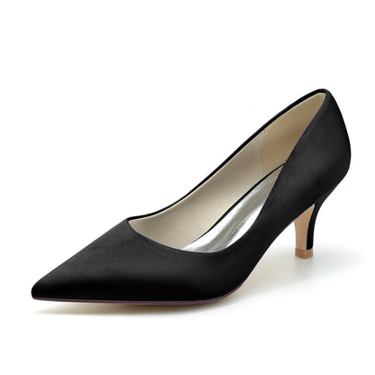 Chaussures de Mariage à Talon Aiguille et Bout Fermé En Satin de Soie pour Femmes