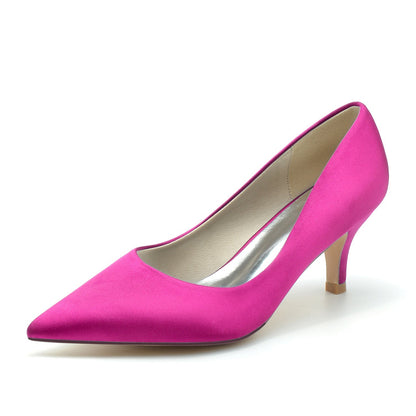 Chaussures de Mariage à Talon Aiguille et Bout Fermé En Satin de Soie pour Femmes
