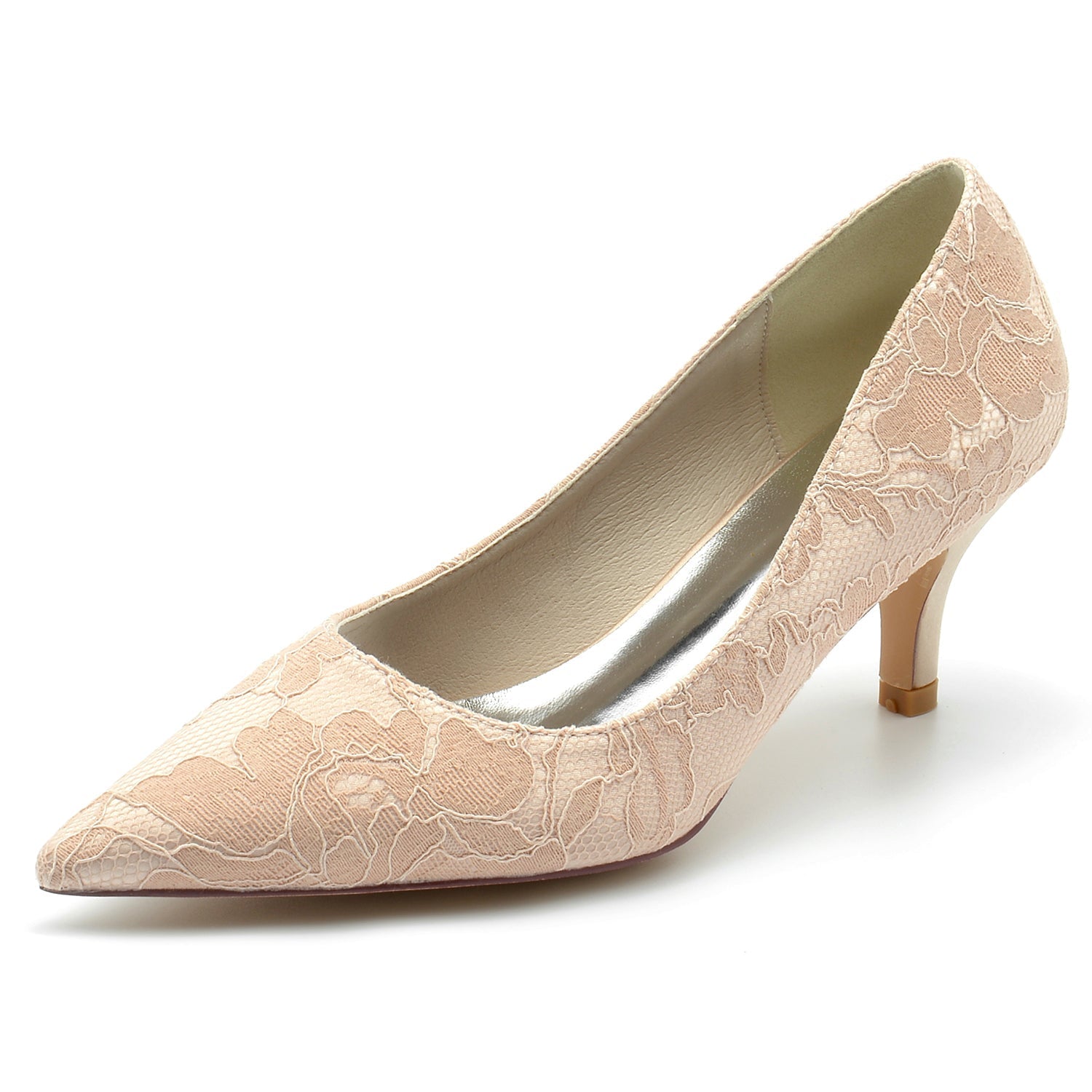 Chaussures de Soirée à Talon Aiguille et Bout Fermé En Dentelle pour Femmes