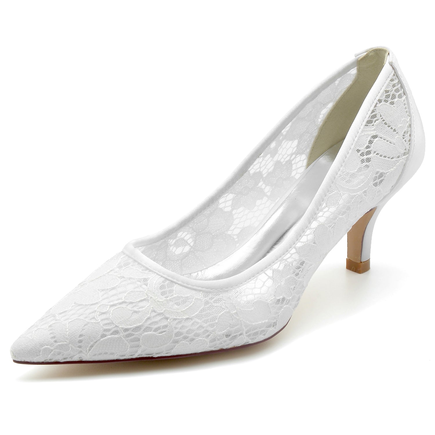 Chaussures de Soirée à Talon Aiguille et Bout Fermé En Dentelle pour Femmes