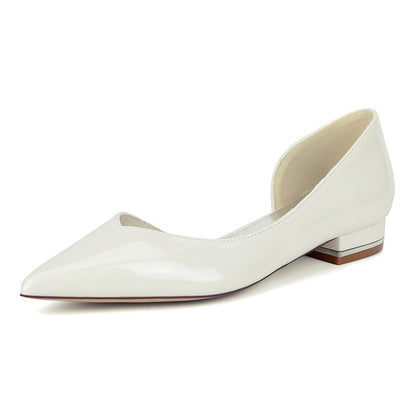 Chaussures de Soirée à Talons Plats et Bout Fermé en Dentelle Pour Femmes