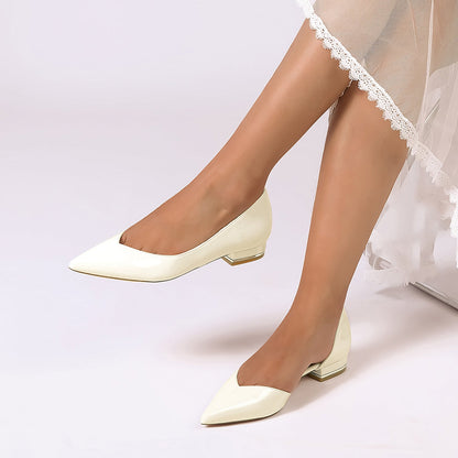 Chaussures de Soirée à Talons Plats et Bout Fermé en Dentelle Pour Femmes