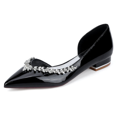Chaussures de Soirée à Talons Plats et Bout Fermé en Dentelle Pour Femmes