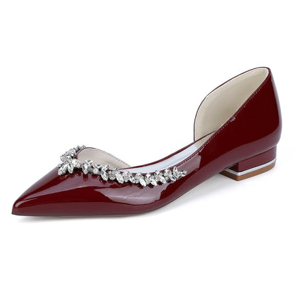 Chaussures de Soirée à Talons Plats et Bout Fermé en Dentelle Pour Femmes